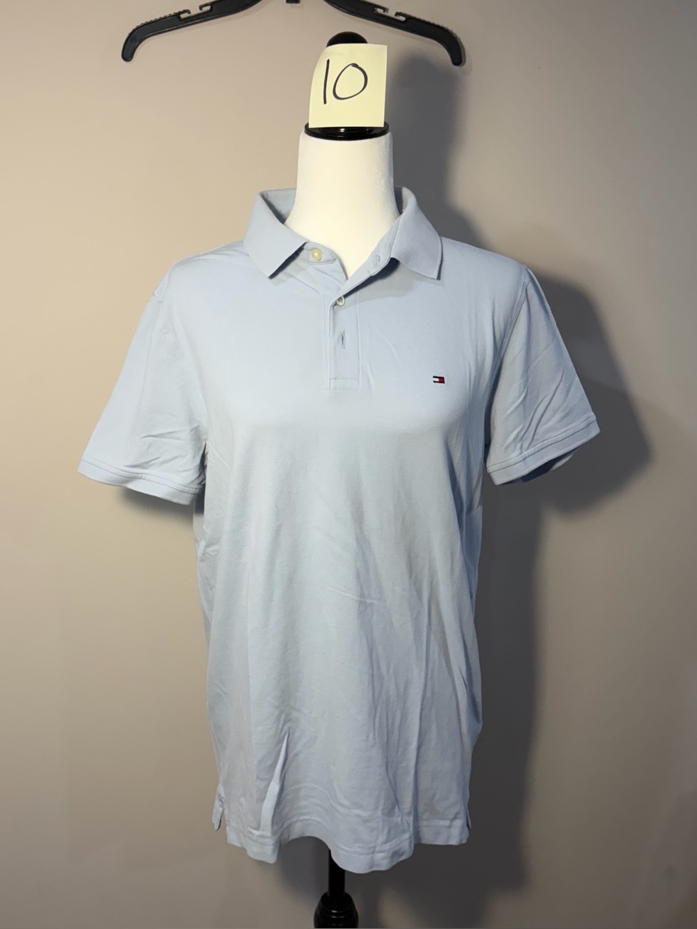 Tommy Hilfiger Light Blue Short-Sleeve Polo with Chest Flag Logo